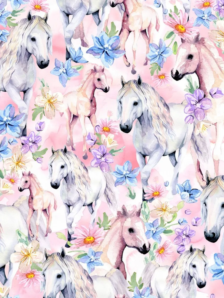 RUSETTIpanta (Flower horses vaaleanpunainen / sininen)