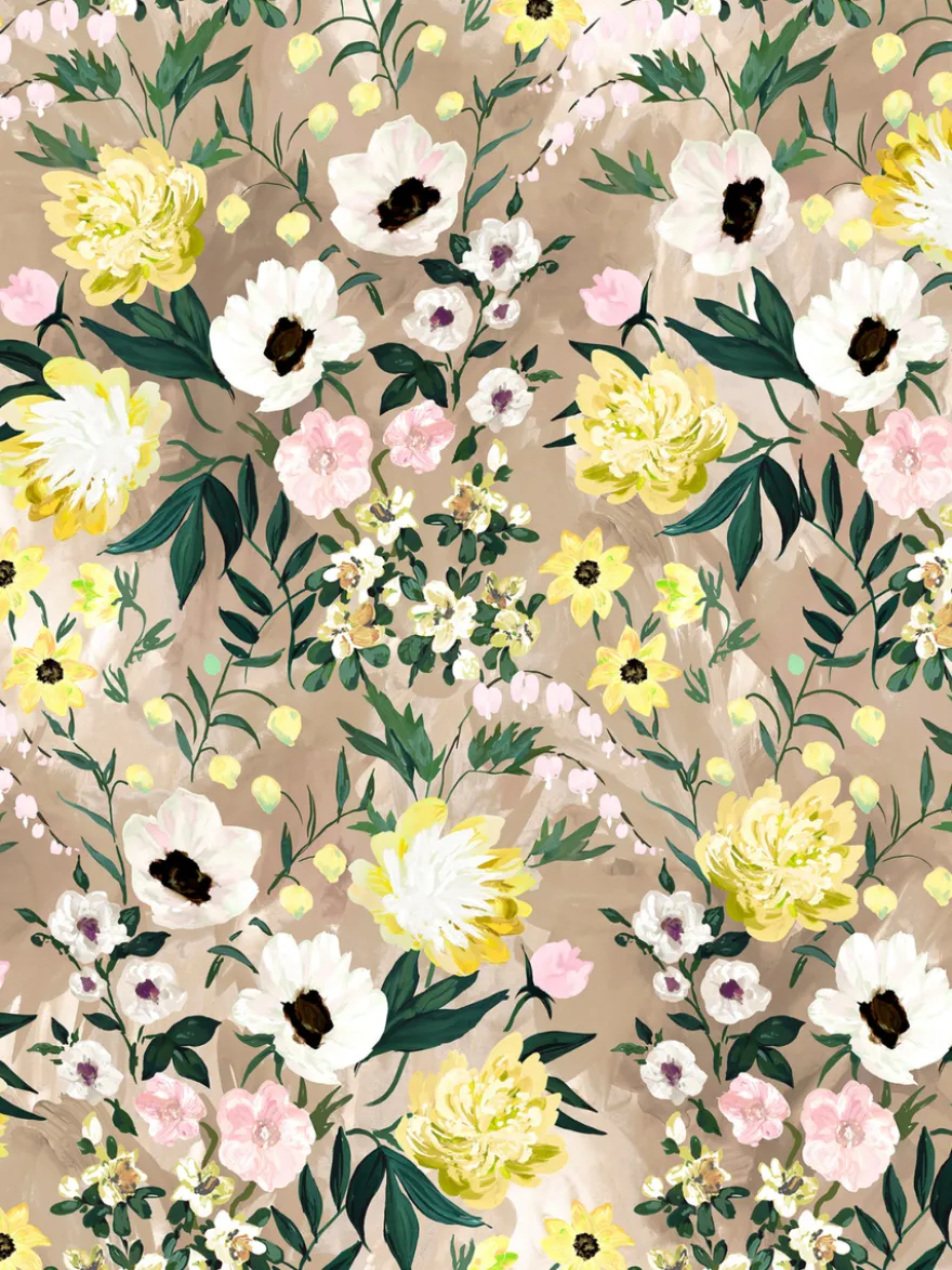 SÄDEmekko (Kuningatarkukka keltainen / beige pellava)